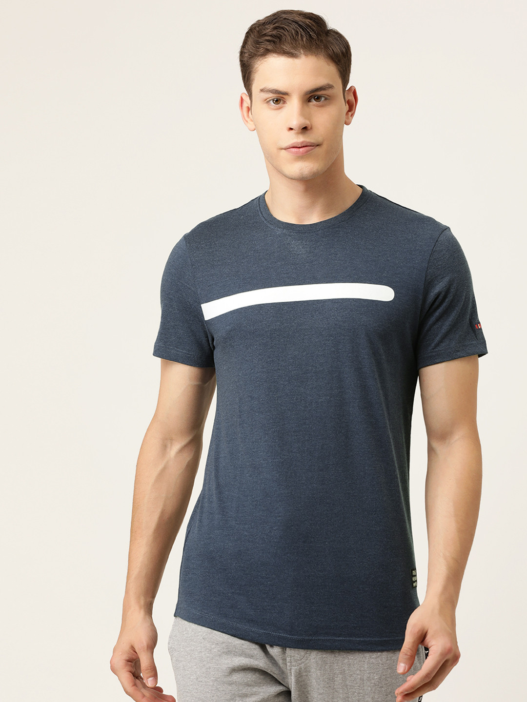

Being Human Men Blue & White Printed Round Neck T-shirt