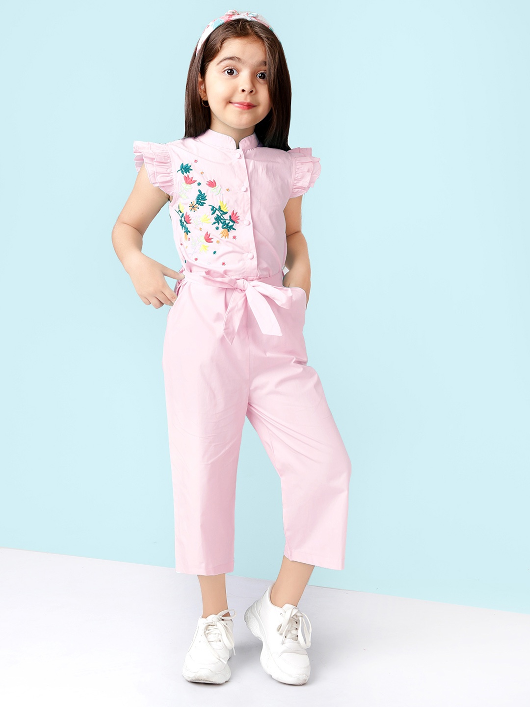 

Naughty Ninos Girls Pink Embroidered Basic Jumpsuit