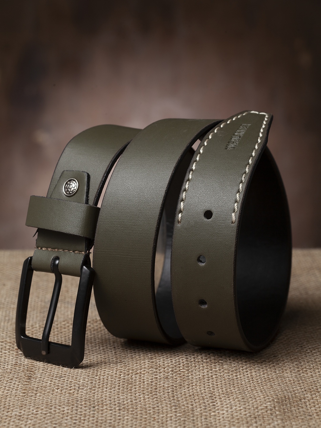 

HIGHLANDER Men Olive Green Solid Belt
