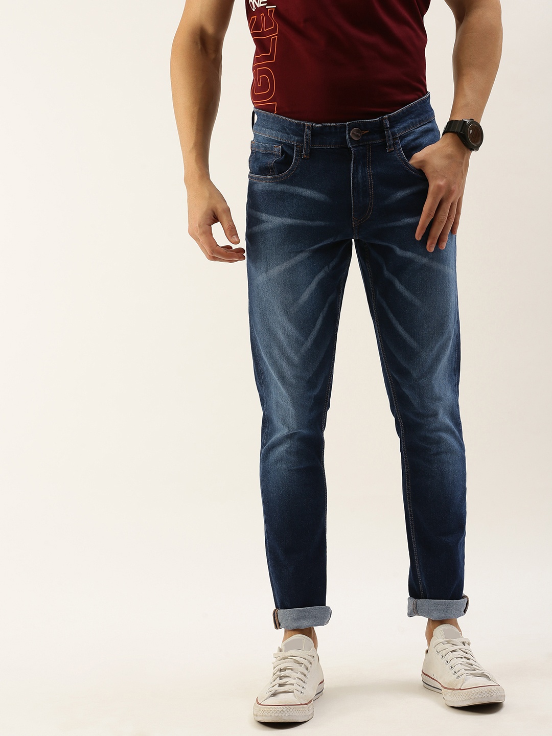 

SINGLE Men Blue Slim Fit Mid-Rise Clean Look Stretchable Jeans