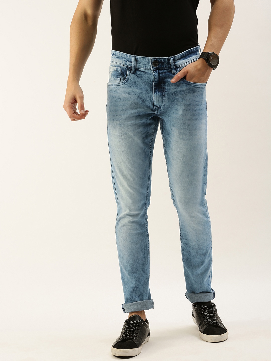 

SINGLE Men Blue Slim Fit Mid-Rise Clean Look Jeans