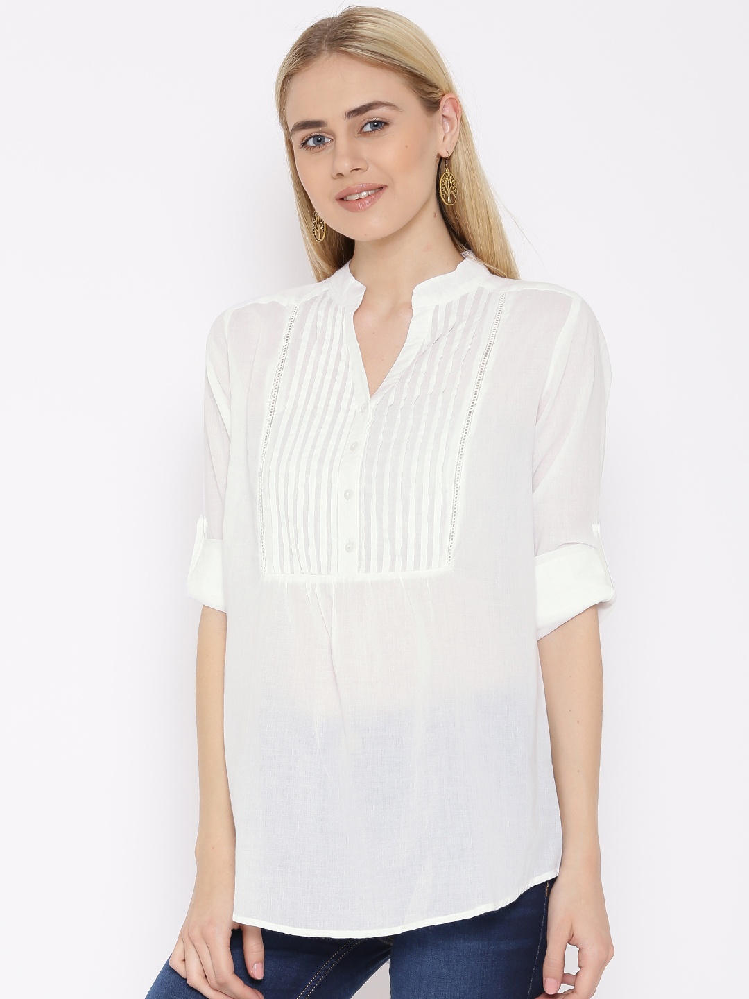 

Vaak White Tunic with Pintucks