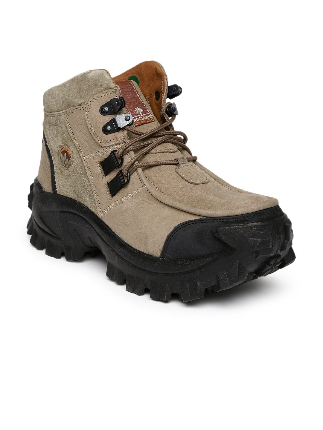 

Woodland Men Leather Mid-Top Trekking Shoes, Brown