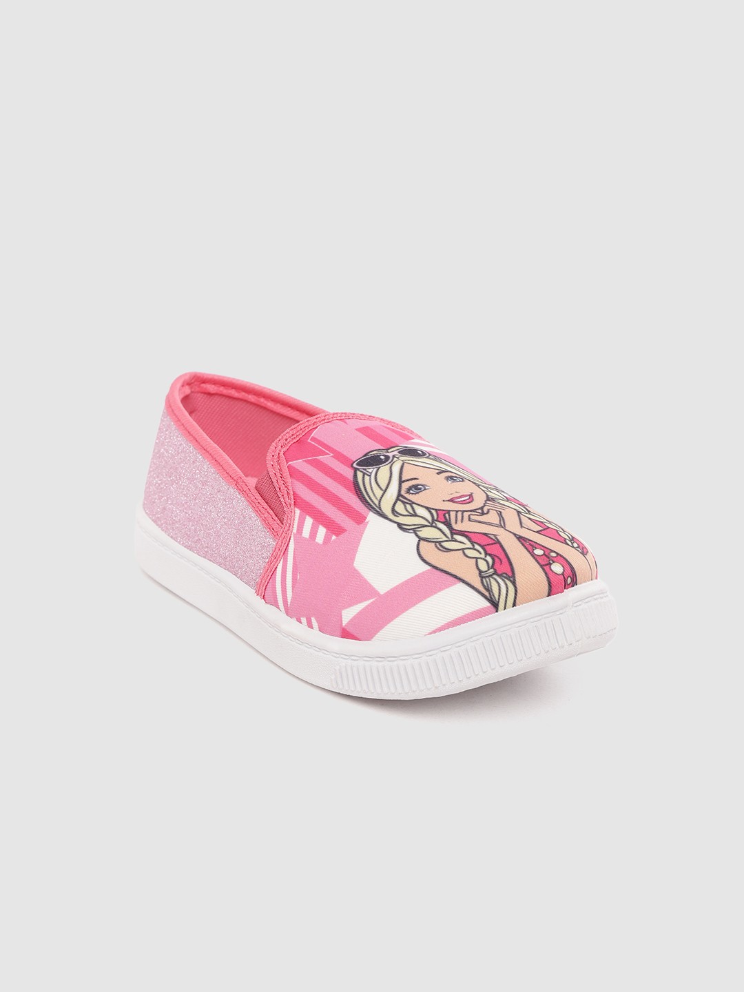 

toothless Girls Pink & White Barbie Print Slip-On Sneakers