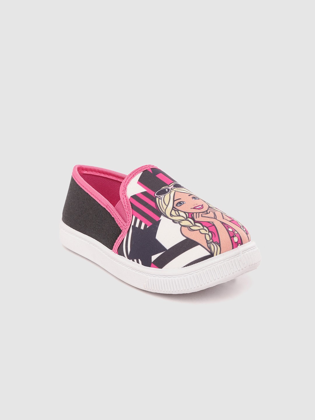 

toothless Girls Black & Pink Printed Slip-On Sneakers