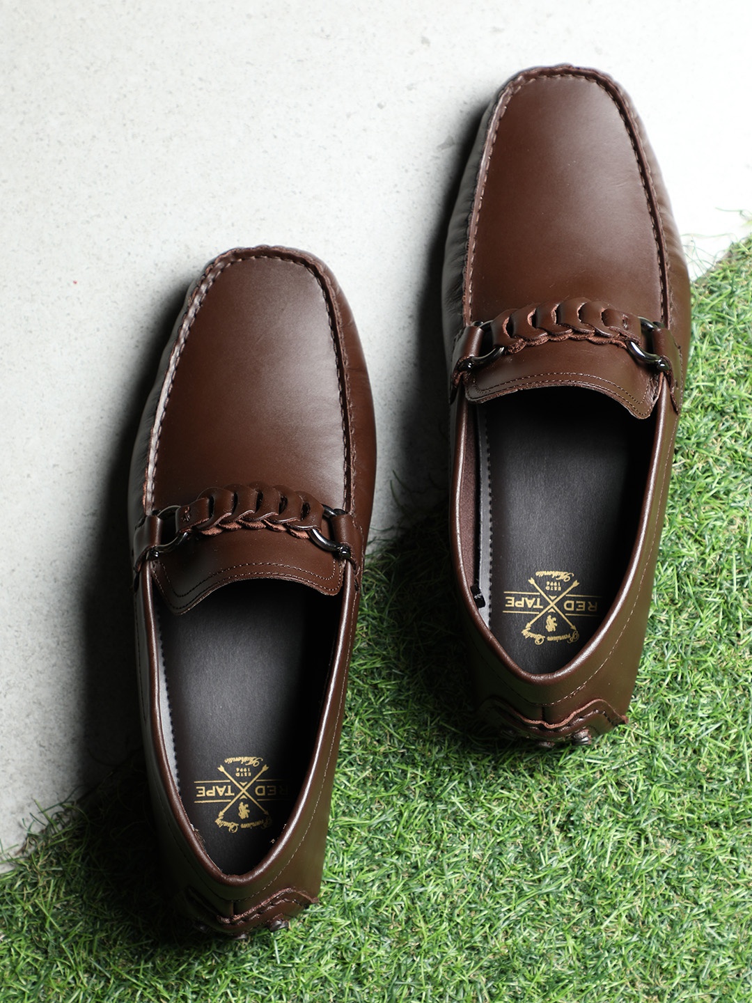 

Red Tape Men Brown Leather Driving Shoes