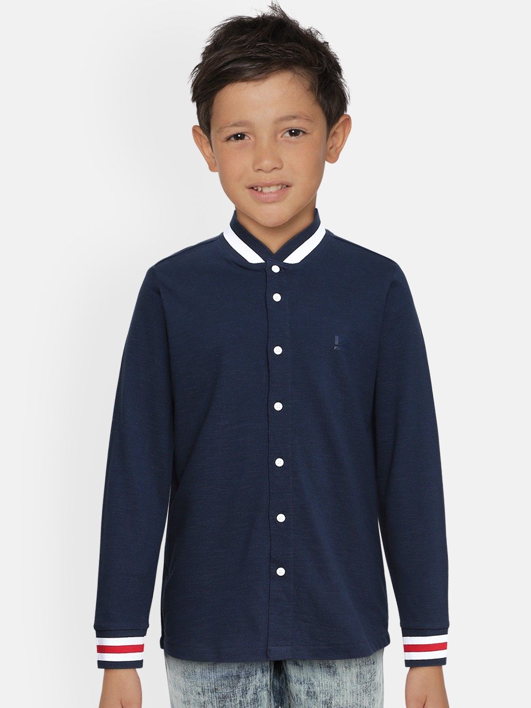 

Pepe Jeans Boys Navy Blue Regular Fit Solid Pure Cotton Casual Shirt