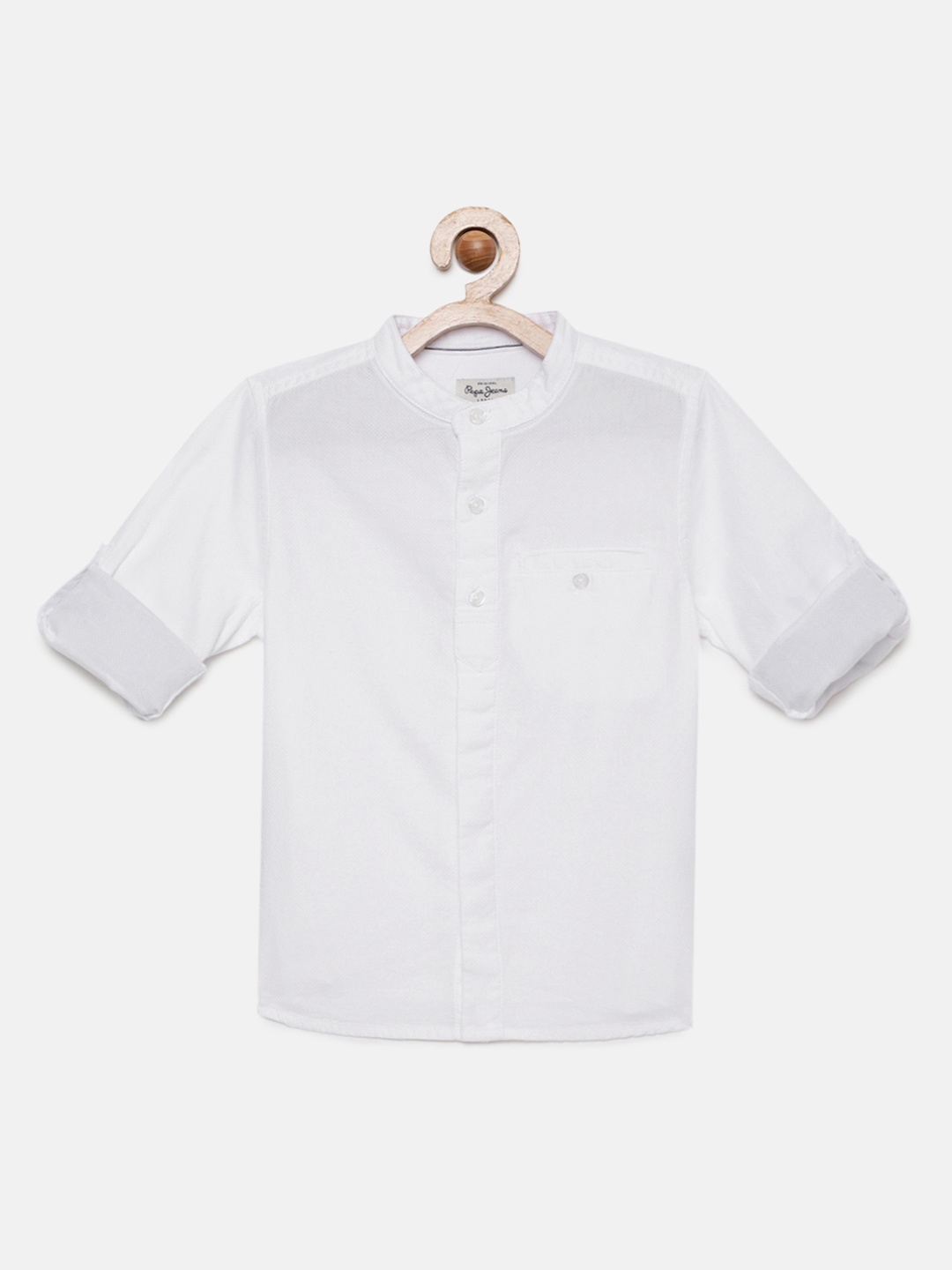 

Pepe Jeans Boys White Pure Cotton Regular Fit Solid Casual Shirt