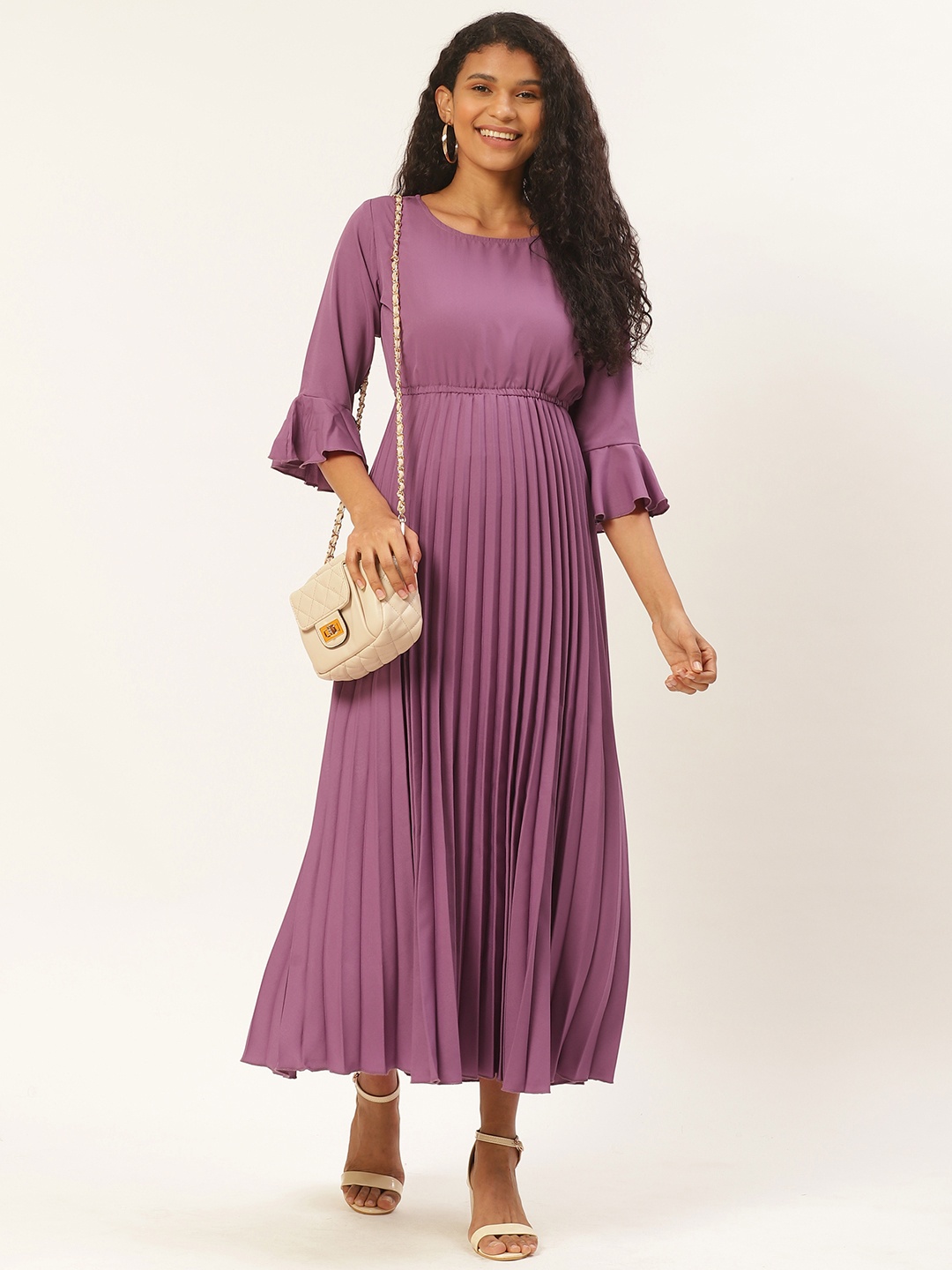 

U&F Purple Accordion Pleated Maxi Dress
