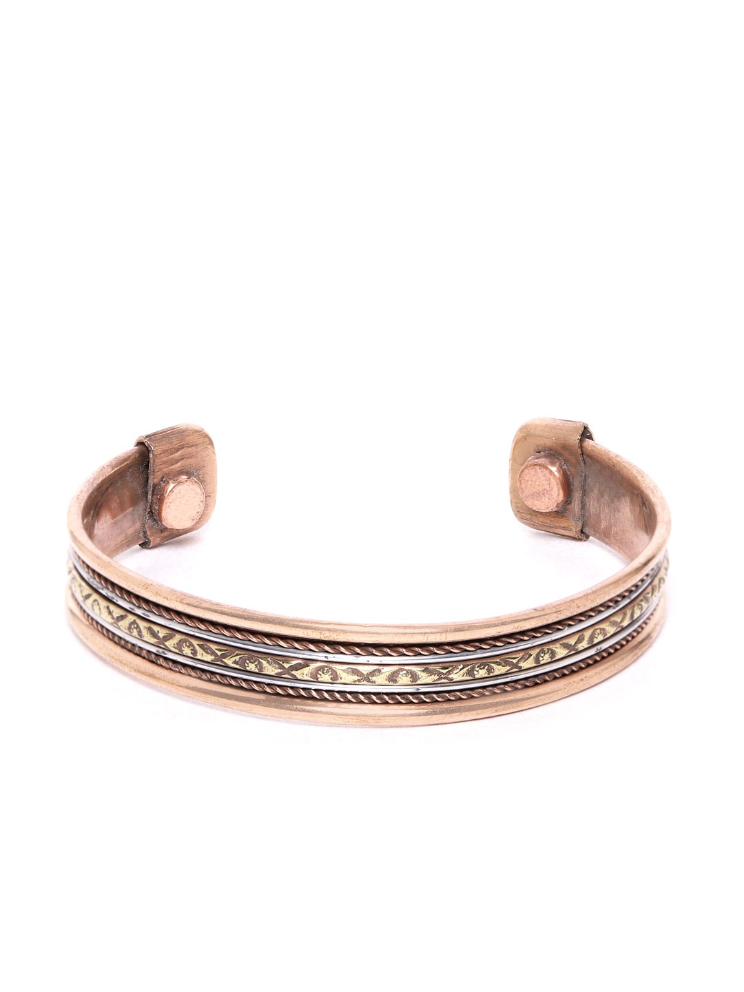 

D.C Creation Men Copper-Toned Gold-Plated & Silver-Plated Cuff Bracelet