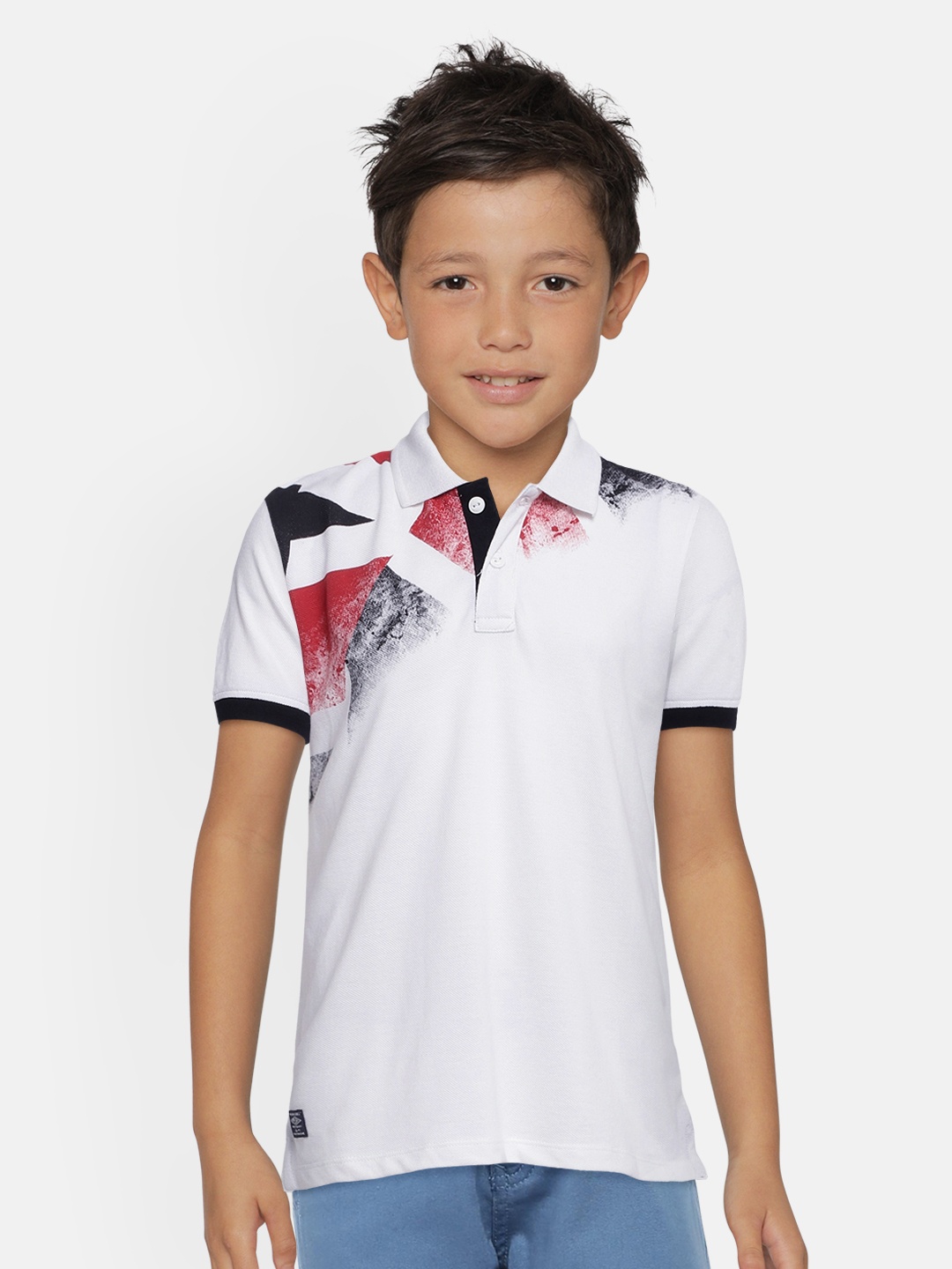 

Pepe Jeans Boys White Printed Cotton Polo Collar Pure Cotton T-shirt