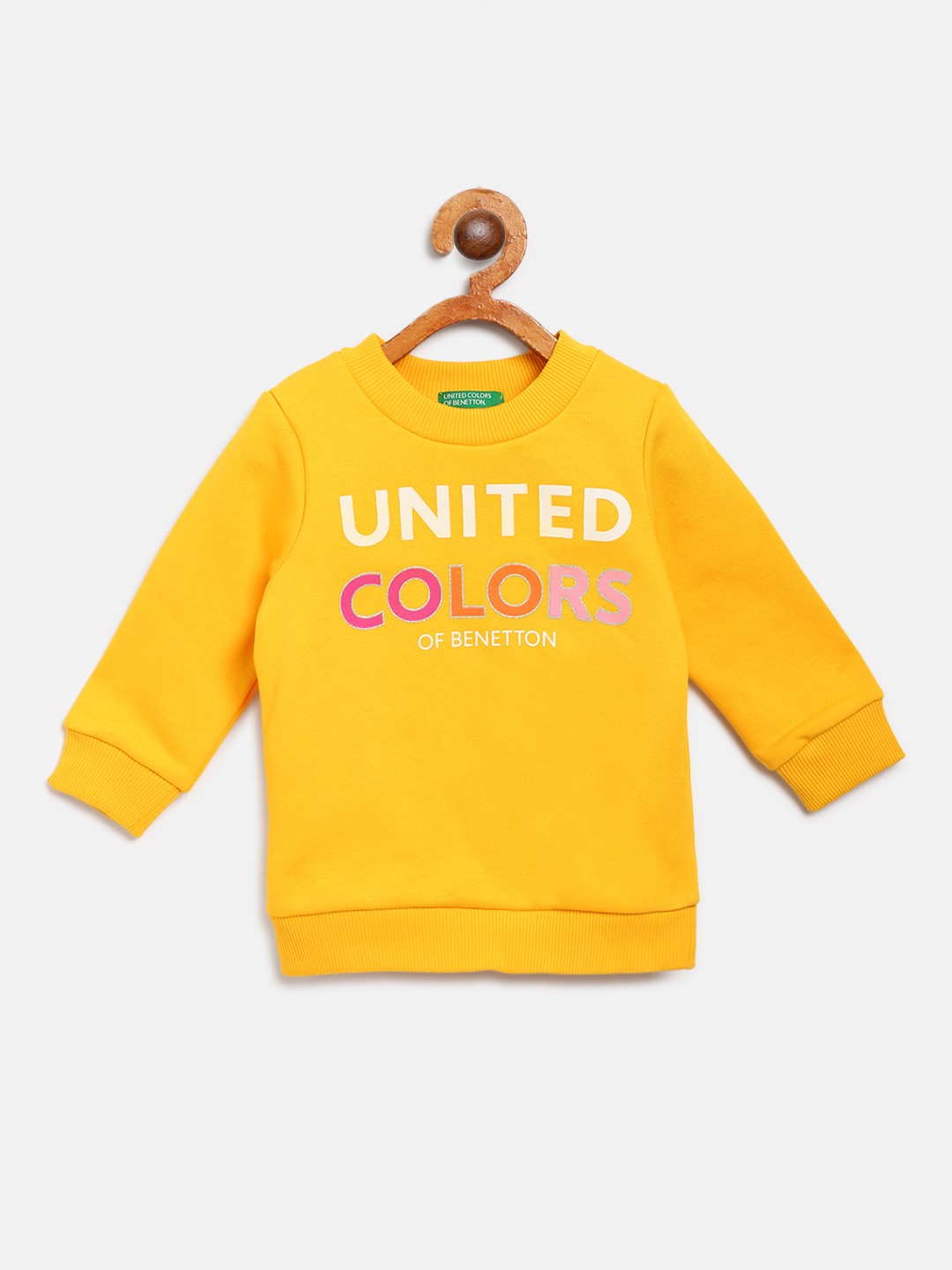 

United Colors of Benetton Girls Yellow Brand Logo Print Sweatshirt