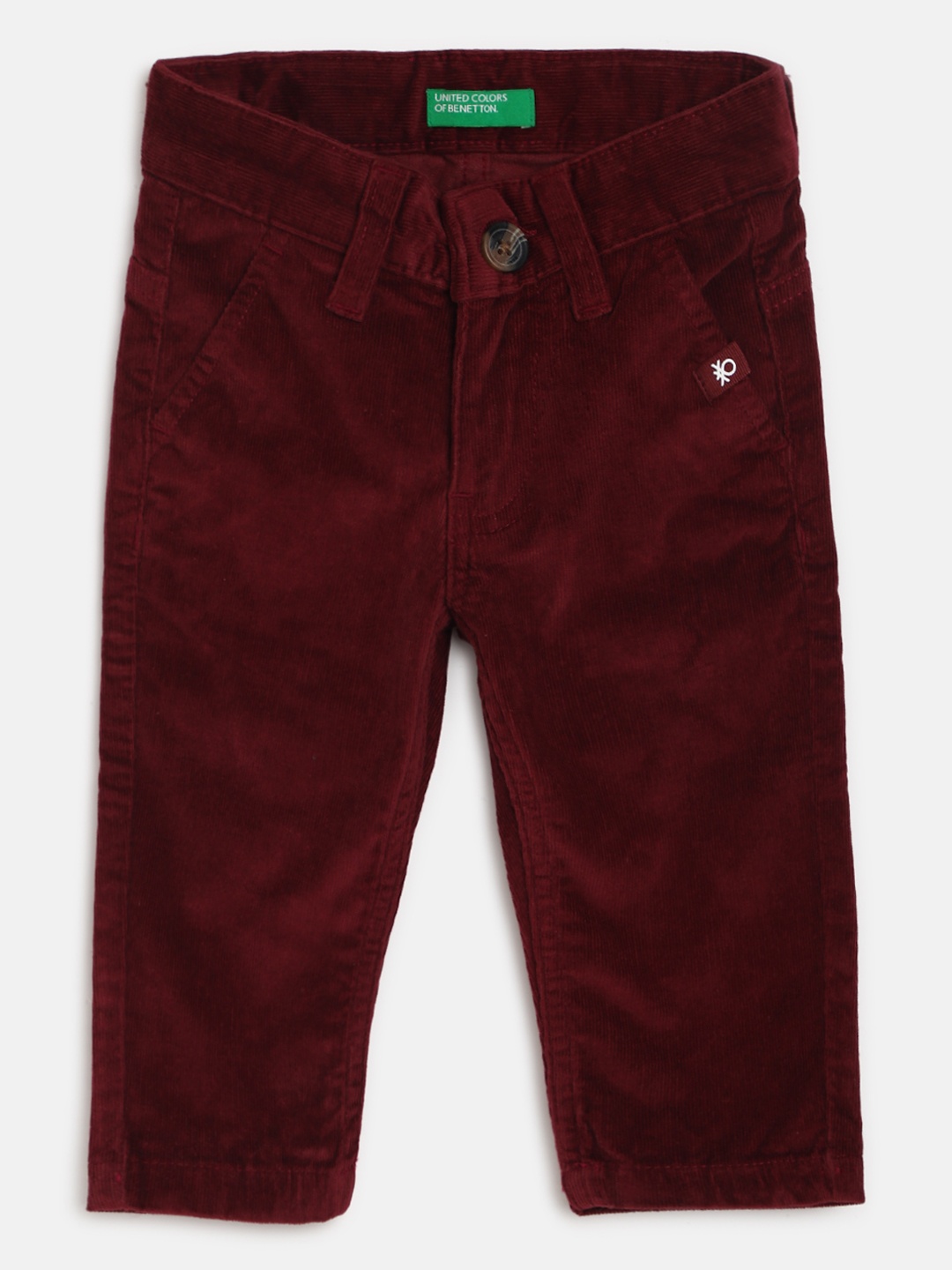 

United Colors of Benetton Boys Burgundy Regular Fit Solid Corduroy Trousers