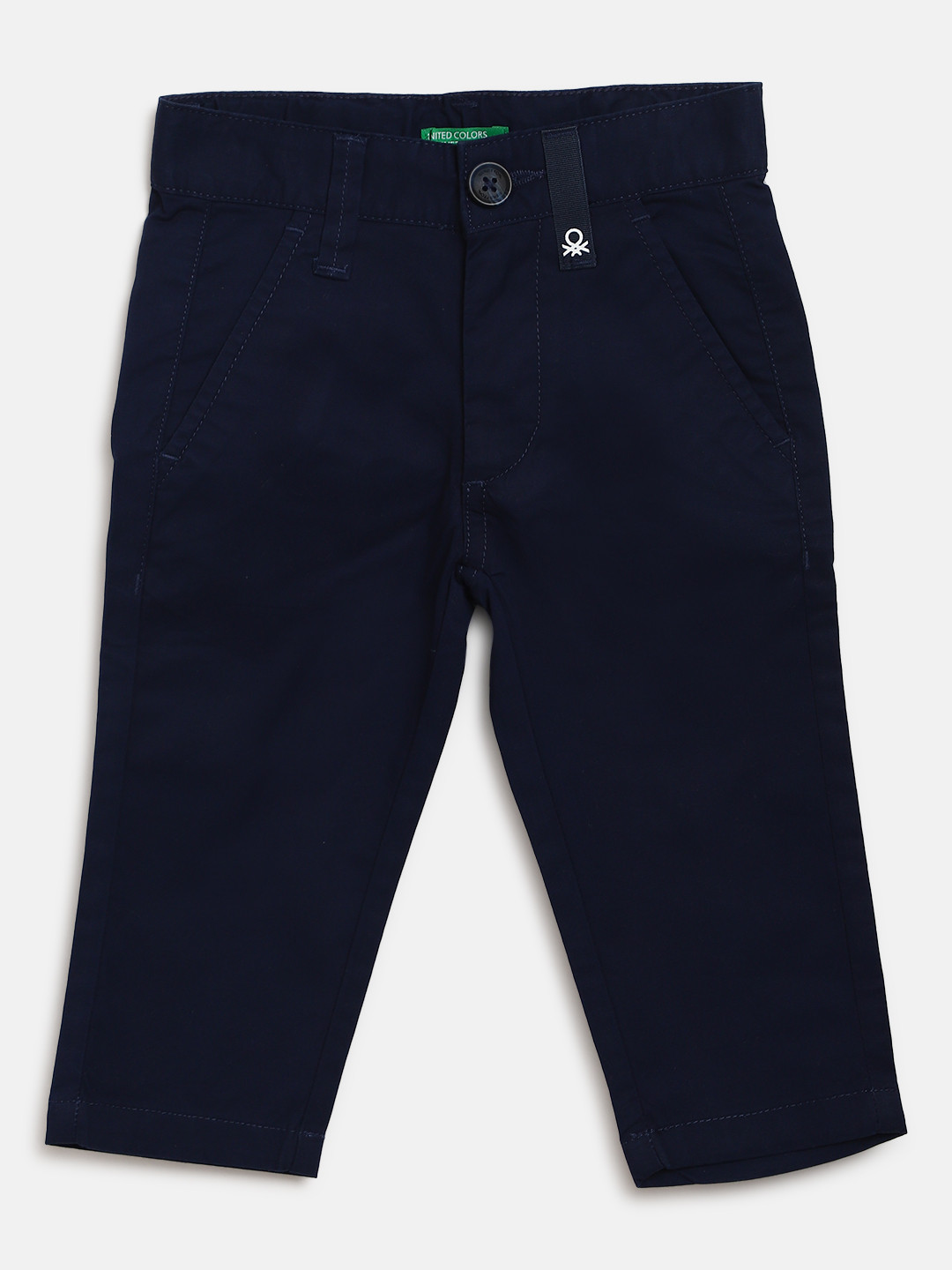 

United Colors of Benetton Boys Navy Blue Regular Fit Solid Chinos