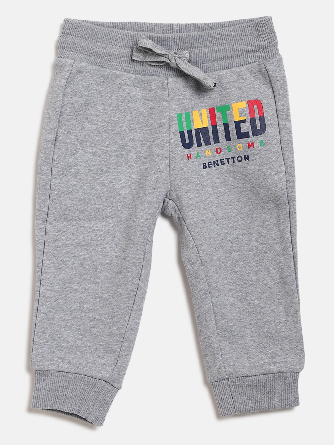 

United Colors of Benetton Boys Grey Melange Brand Logo Detail Joggers