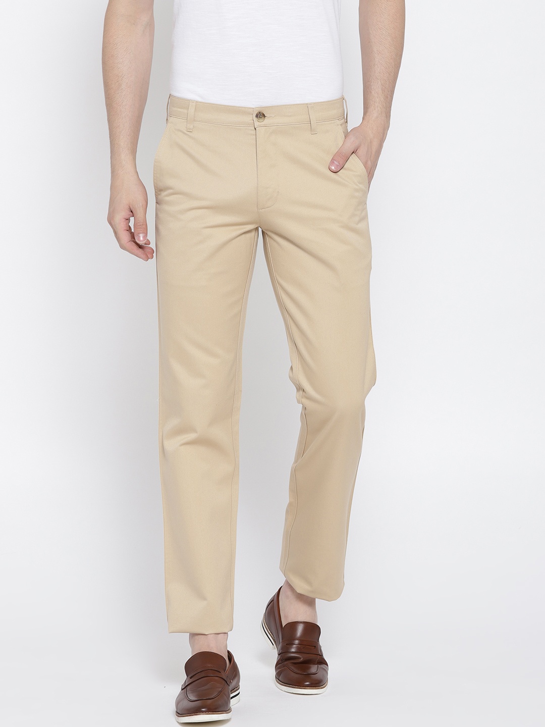 

ColorPlus Men Beige Tailored Fit Solid Chinos
