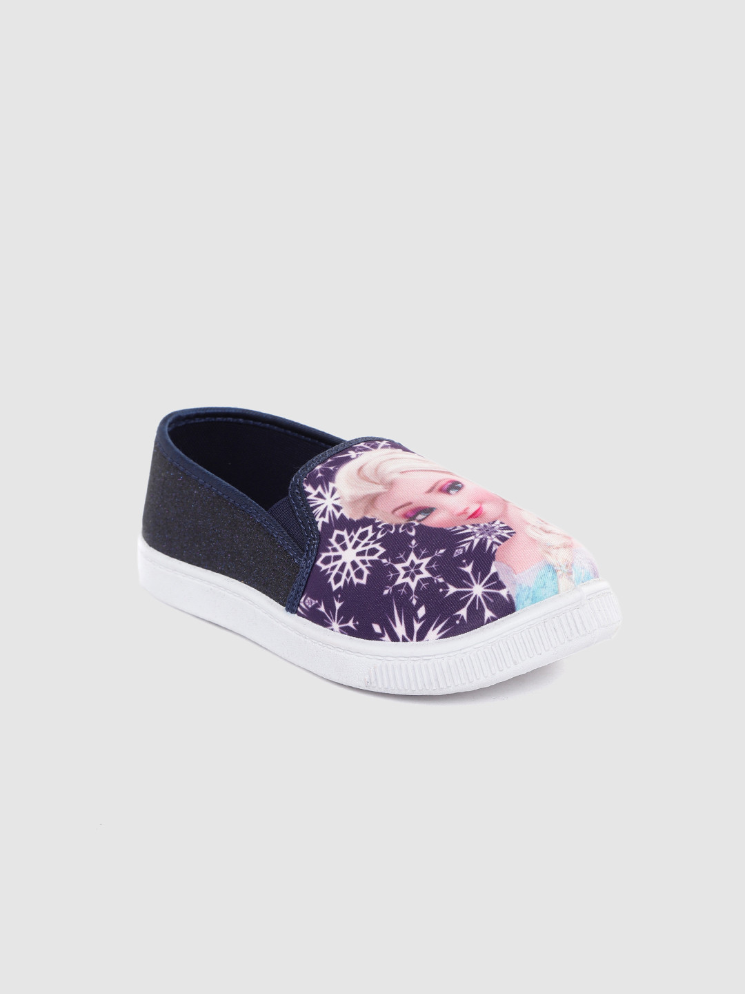 

toothless Girls Disney Frozen Navy Blue & Pink Elsa Print Slip-On Sneakers