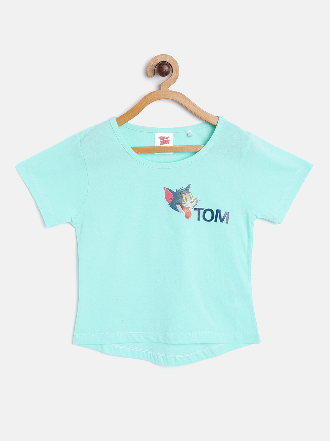 

toothless Girls Sea Green Printed Detail Round Neck T-shirt