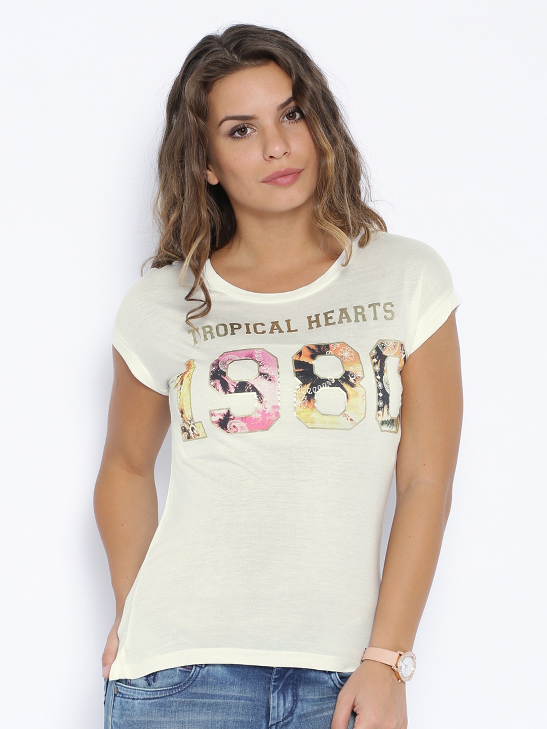 

Flying Machine White Printed T-shirt