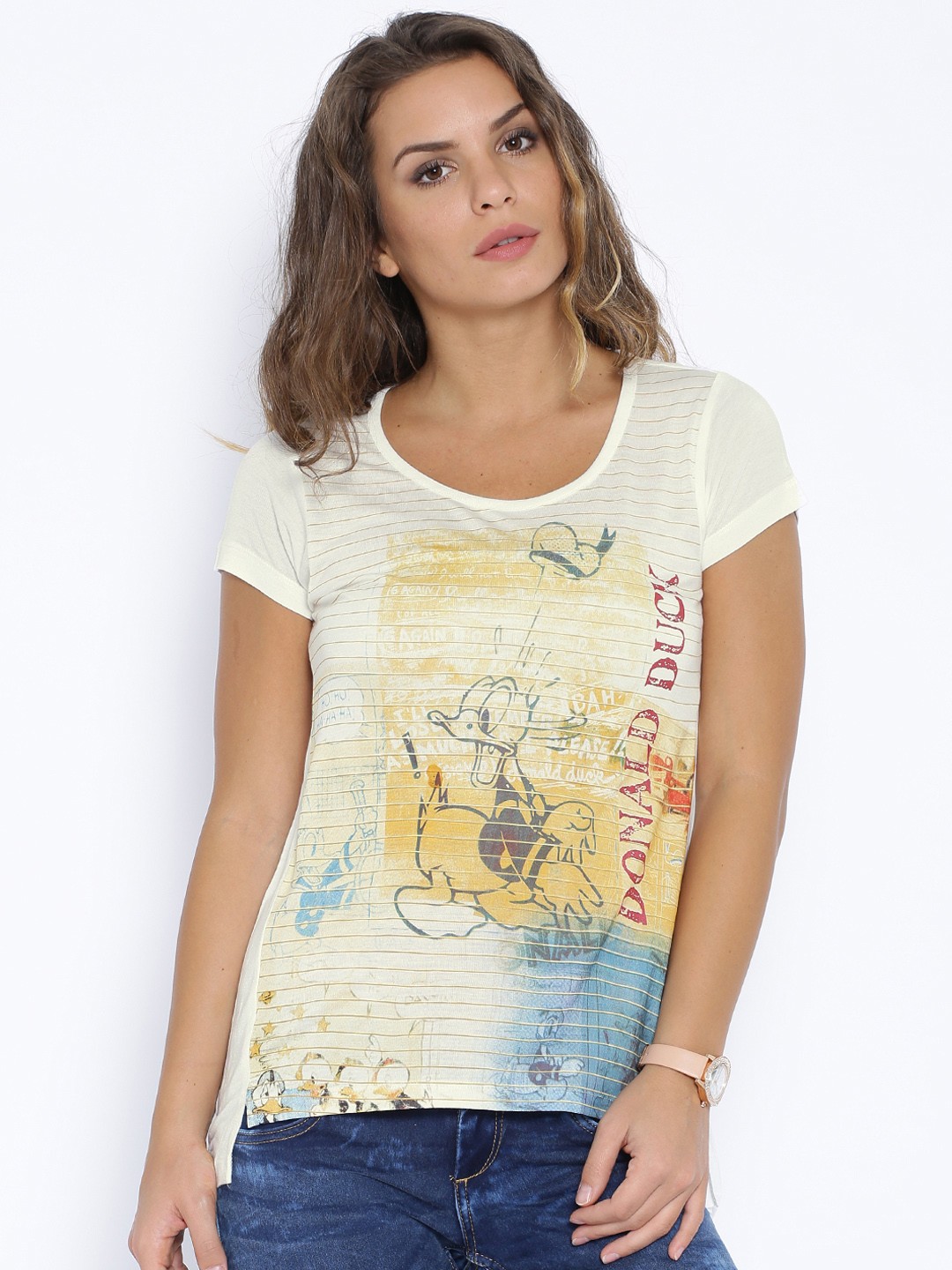 

Flying Machine Off-White Printed Disney Top