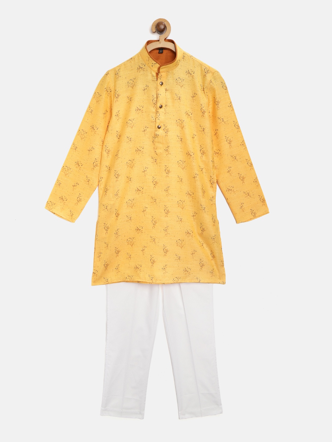 

Readiprint Fashions Boys Mustard Yellow & White Printed Kurta with Pyjamas