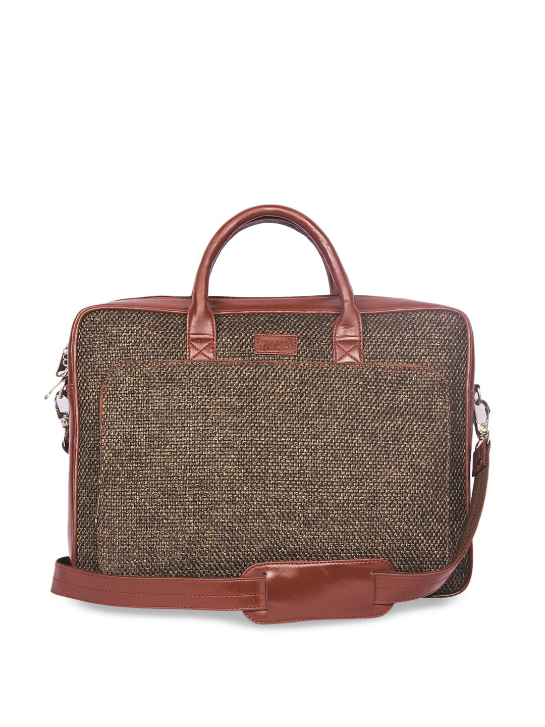 

ZOUK Unisex Khaki Solid Jute Vegan Leather 16 Inch Sustainable Laptop Bag
