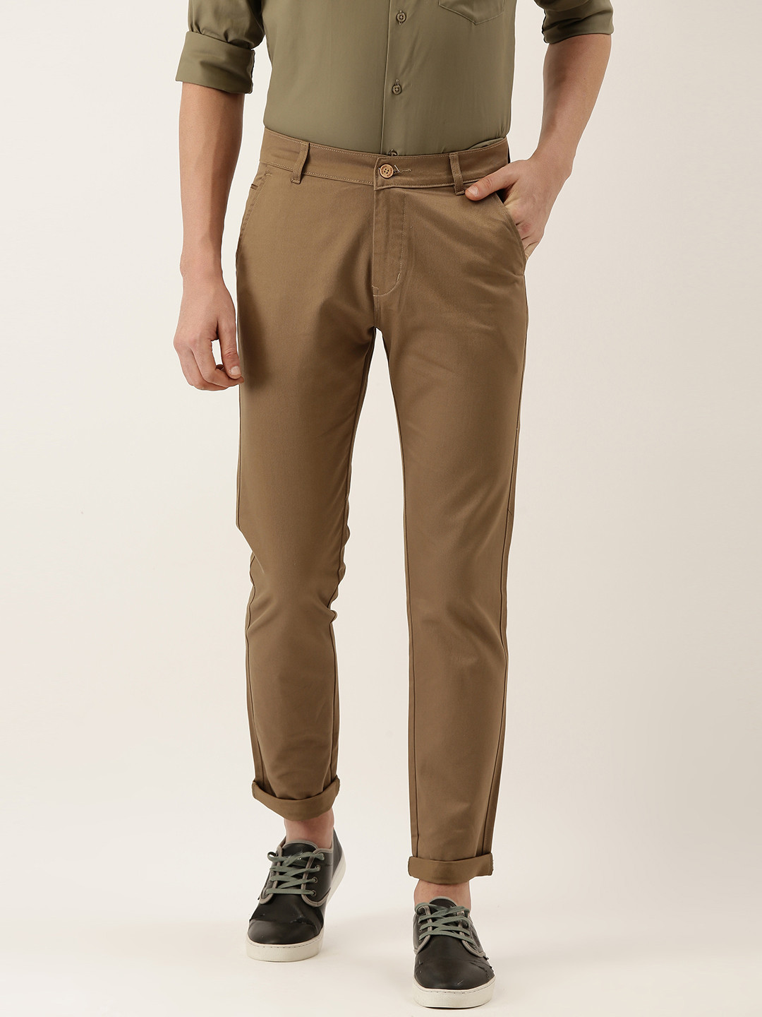 

Hancock Men Brown Slim Fit Solid Chinos