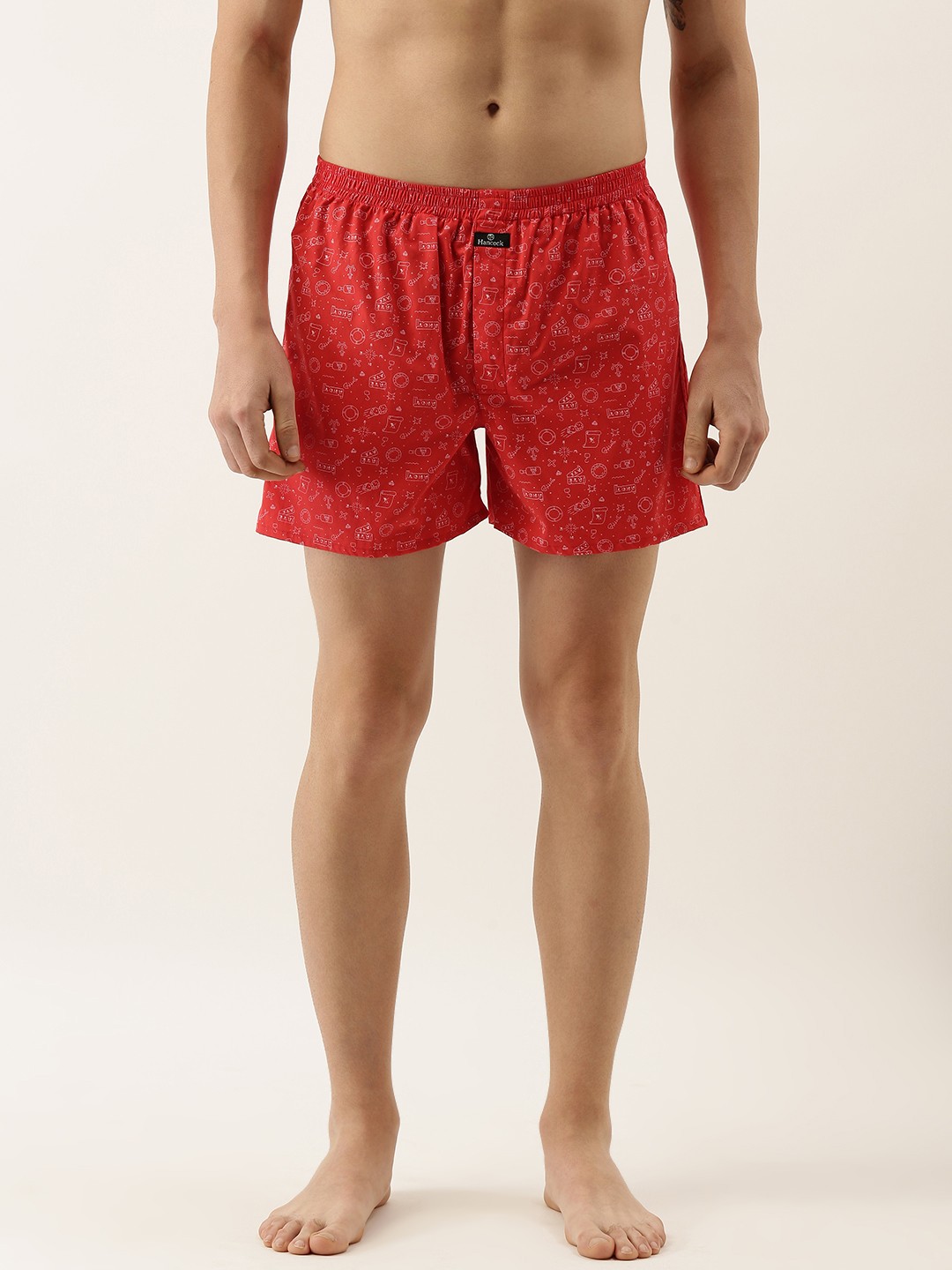 

Hancock Men Red & White Conversational Print Pure Cotton Boxers 26001