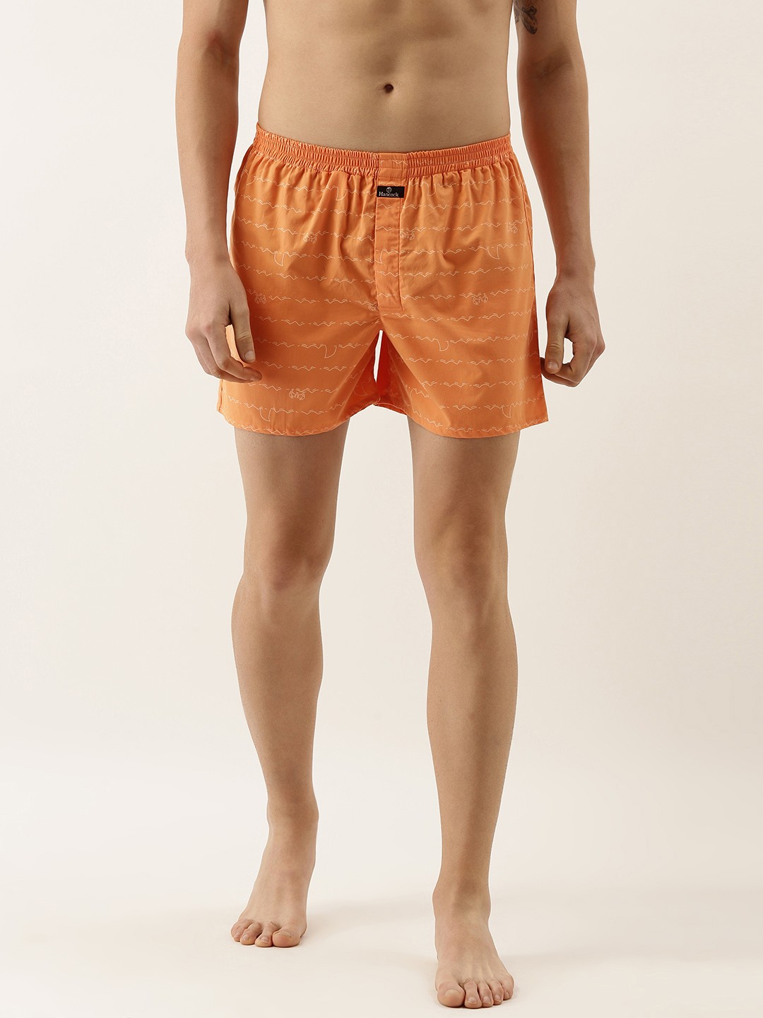 

Hancock Men Orange Solid Pure Cotton Boxers-26002