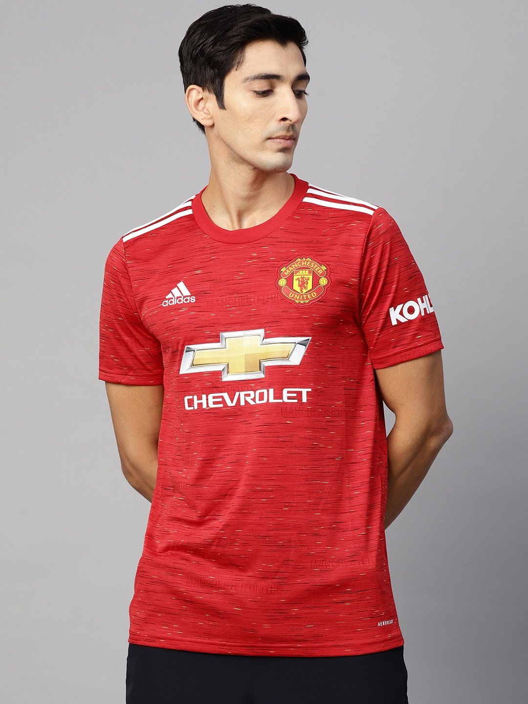 

ADIDAS Men Red Printed Manchester United 20/21 Home Jersey T-Shirt