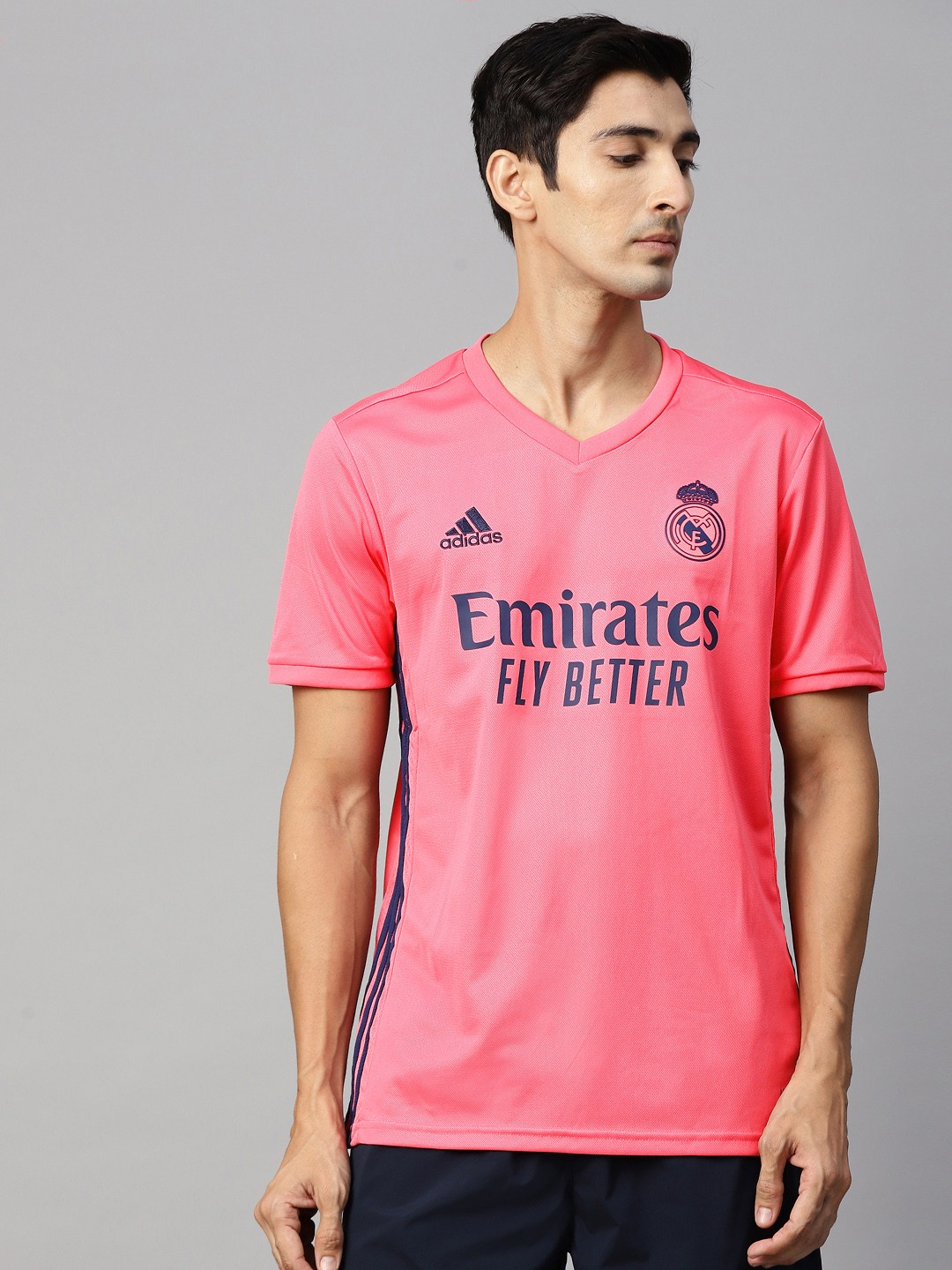 

ADIDAS Men Pink and Blue Printed Real Madrid Away Football Jersey