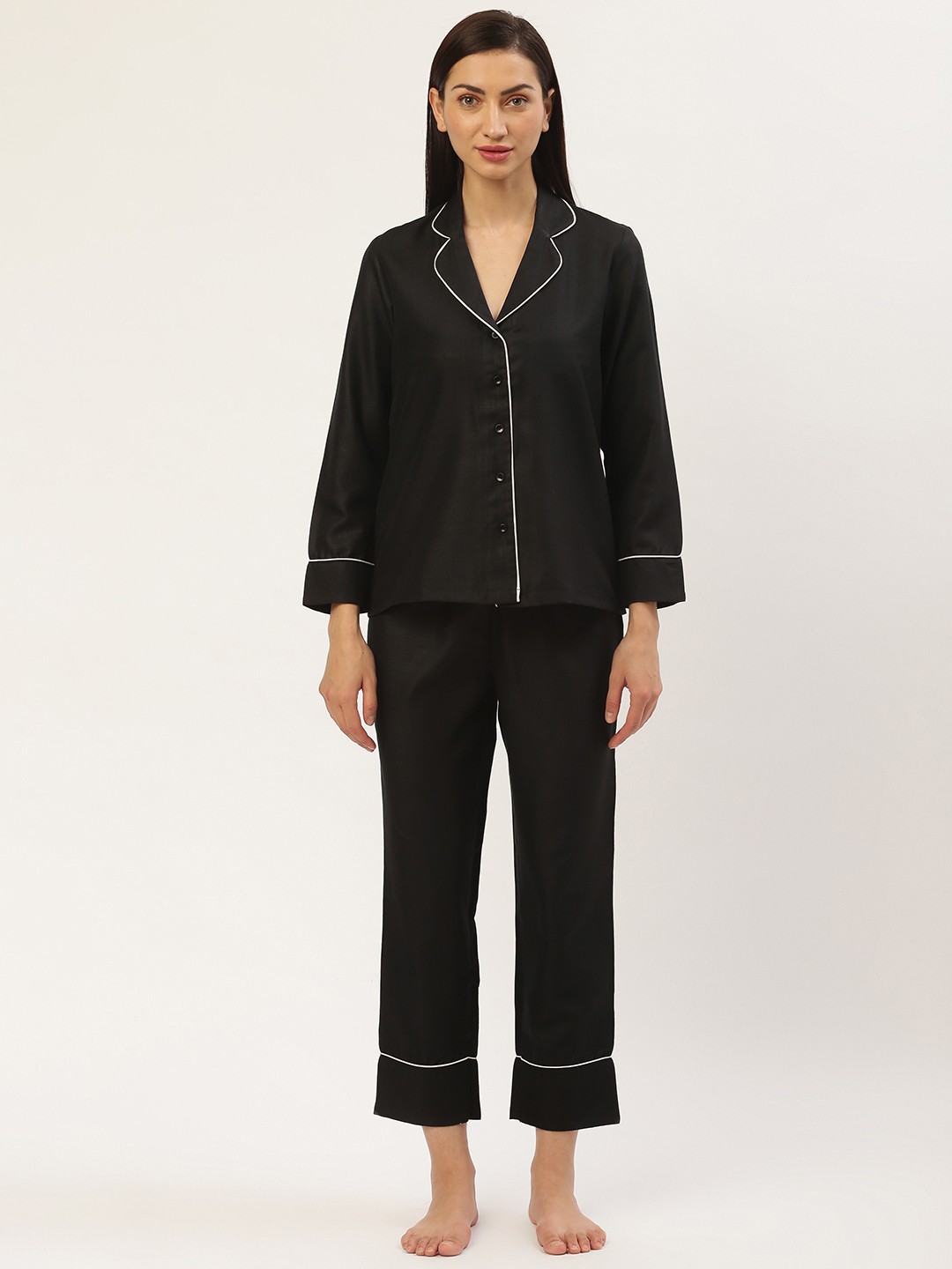 

pinwheel Women Black Solid Nightsuit