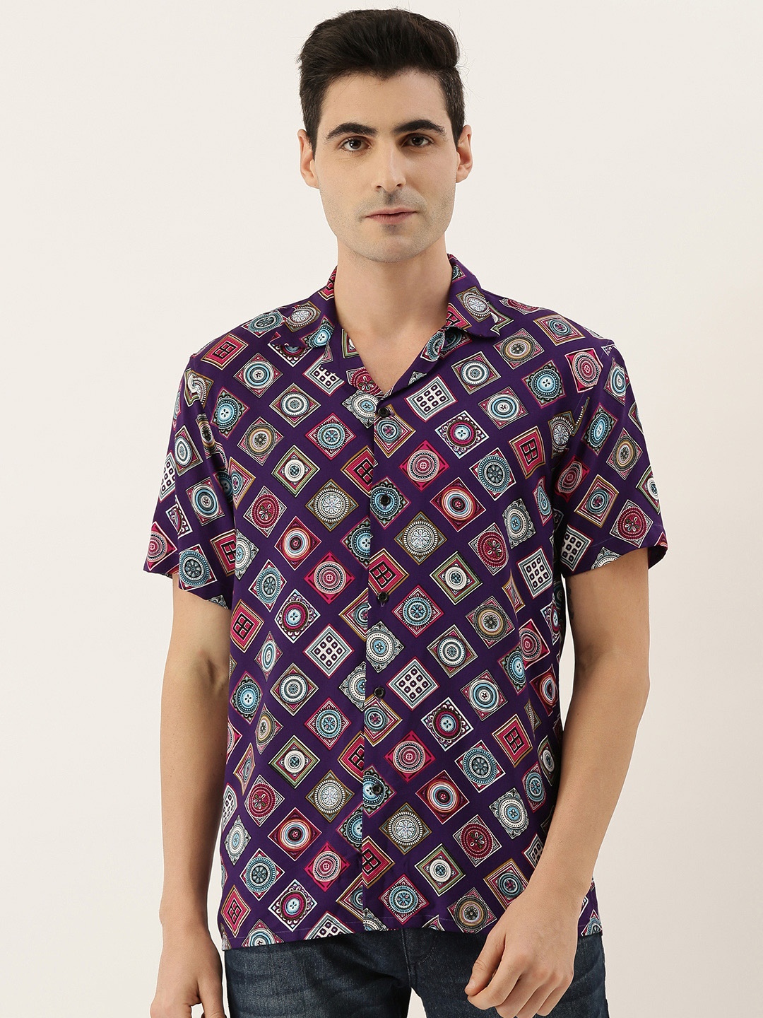 

Hancock Men Purple Relaxed Regular Fit Printed Casual Shirt