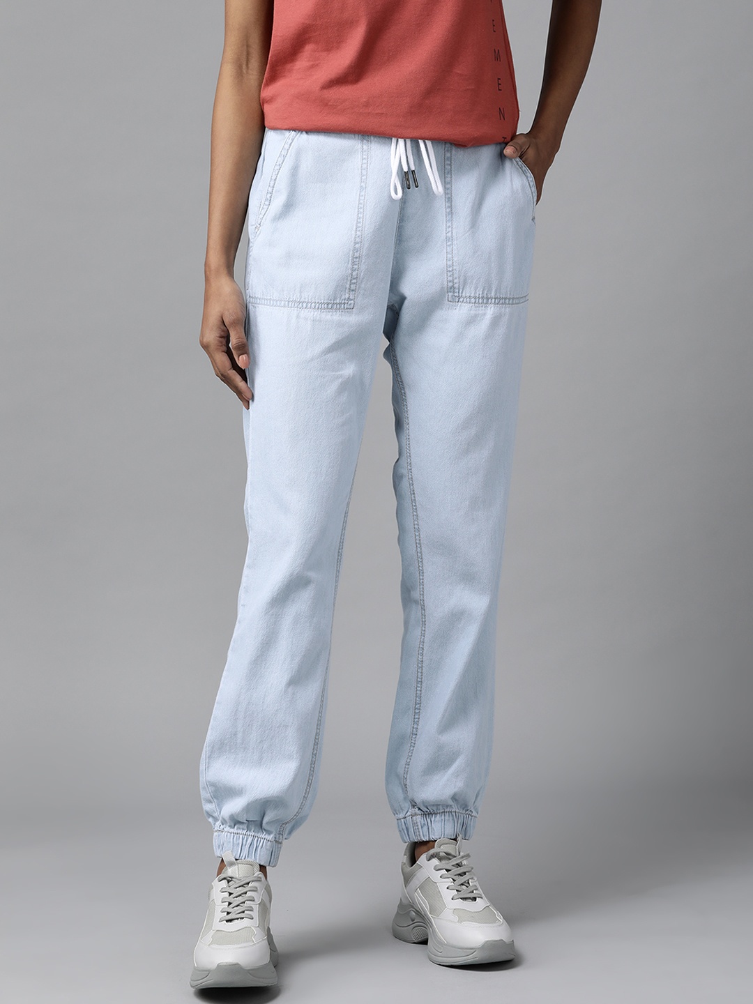 

Roadster Women Blue Pure Cotton Jogger Jeans
