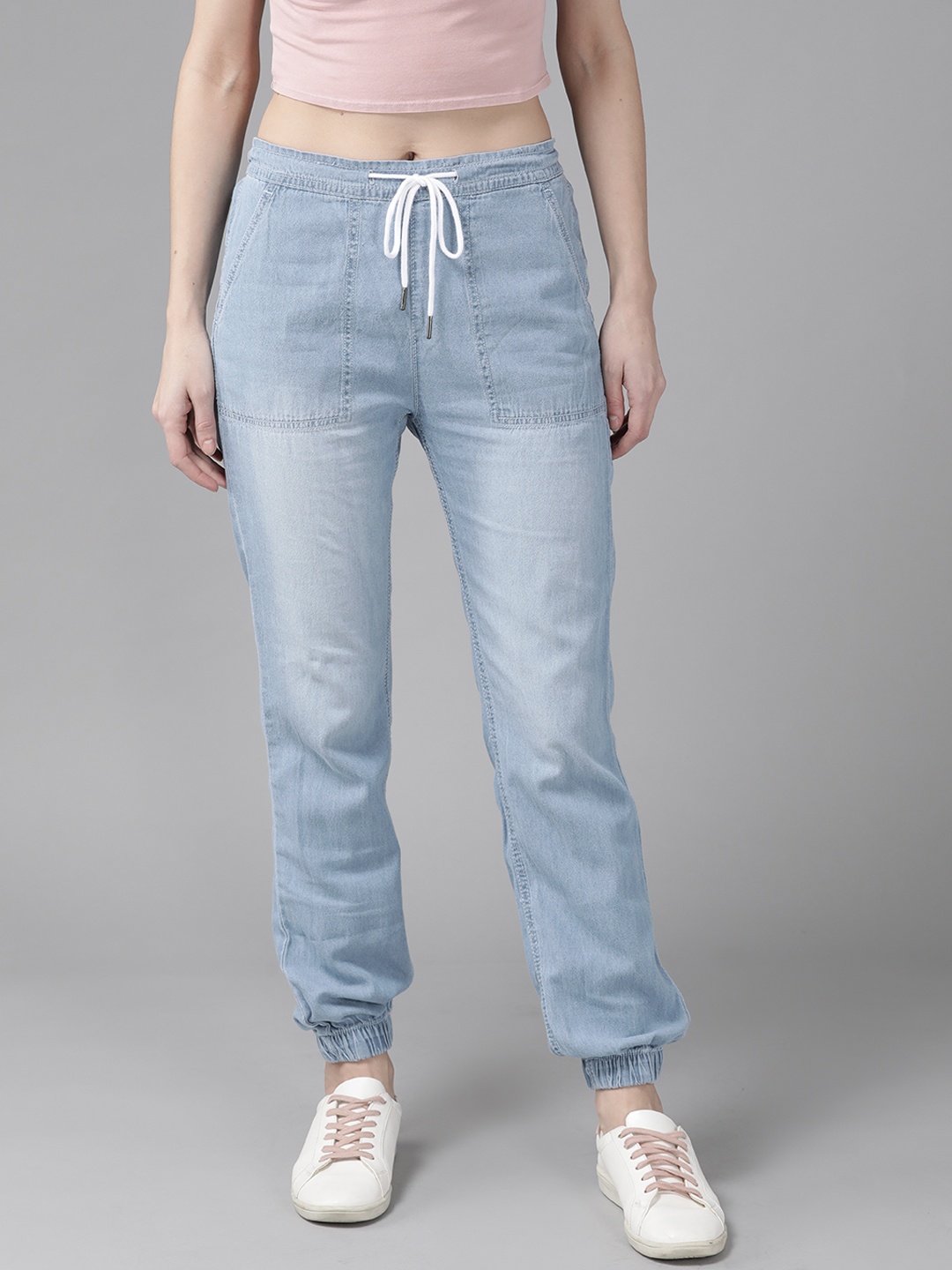 

Roadster Women Blue Pure Cotton Jogger Fit Light Fade Stretchable Jeans