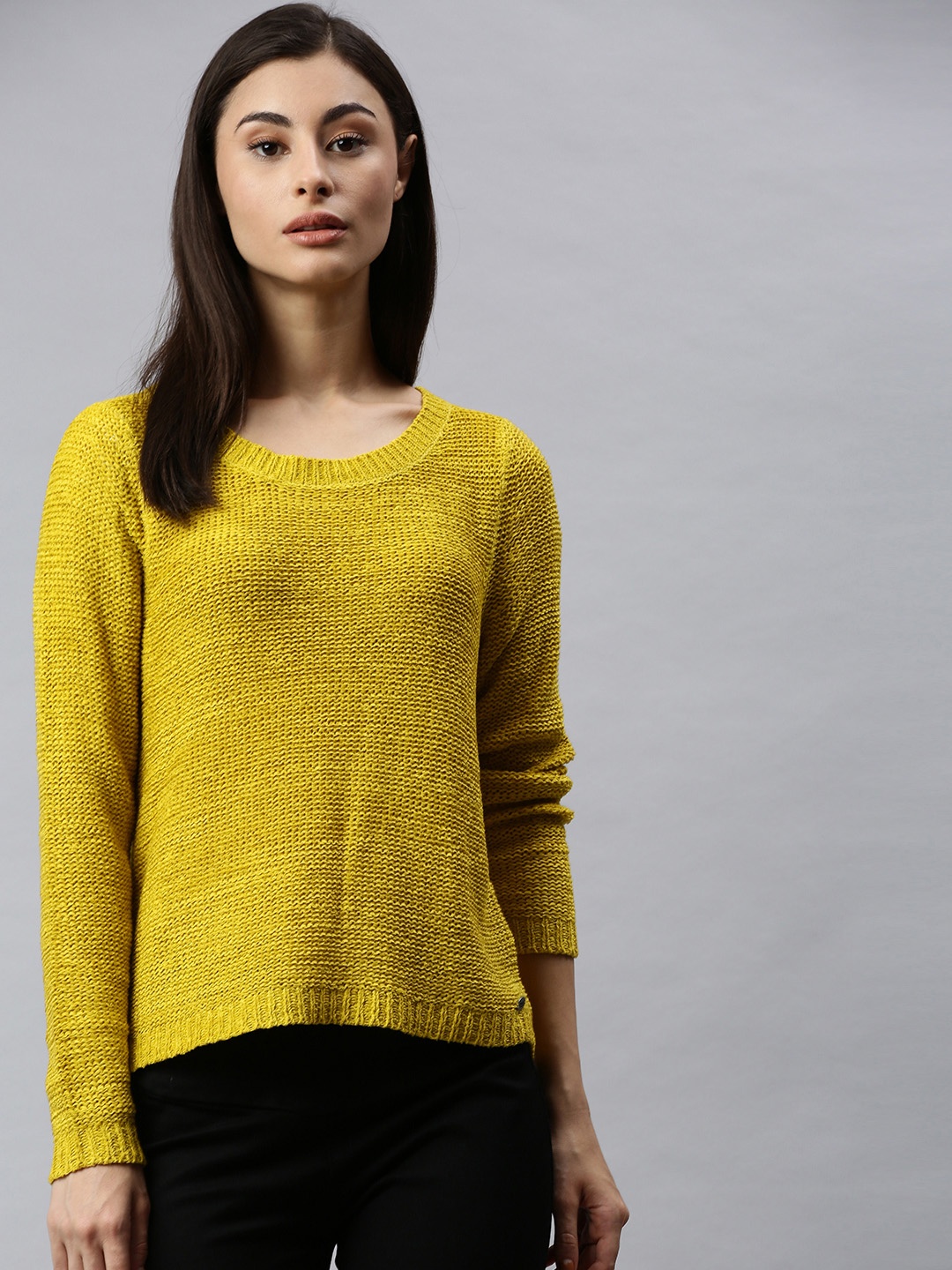 

ONLY Women Lime Green Solid Pullover Sweater