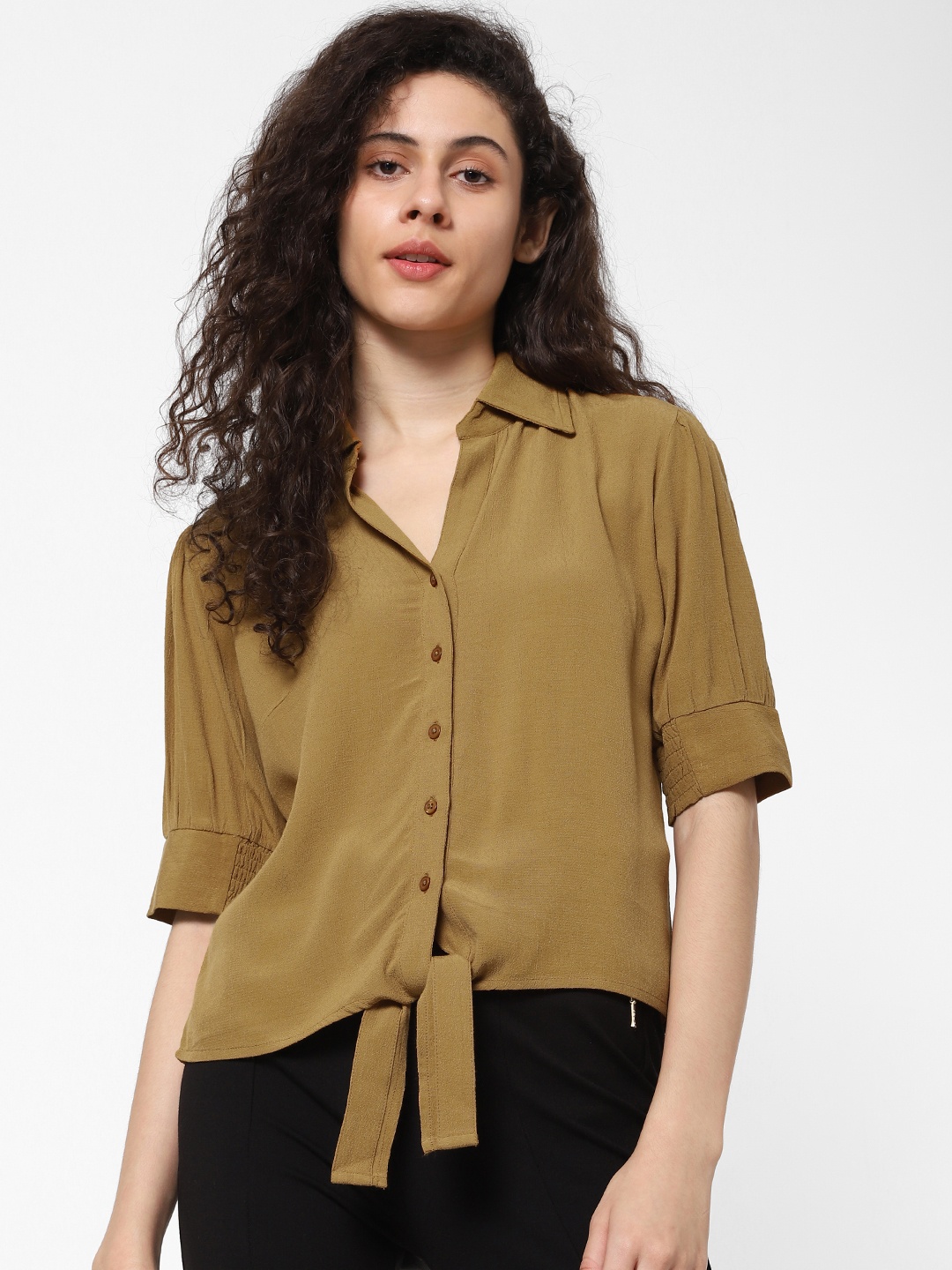 

ONLY Women Brown Boxy Solid Casual Shirt