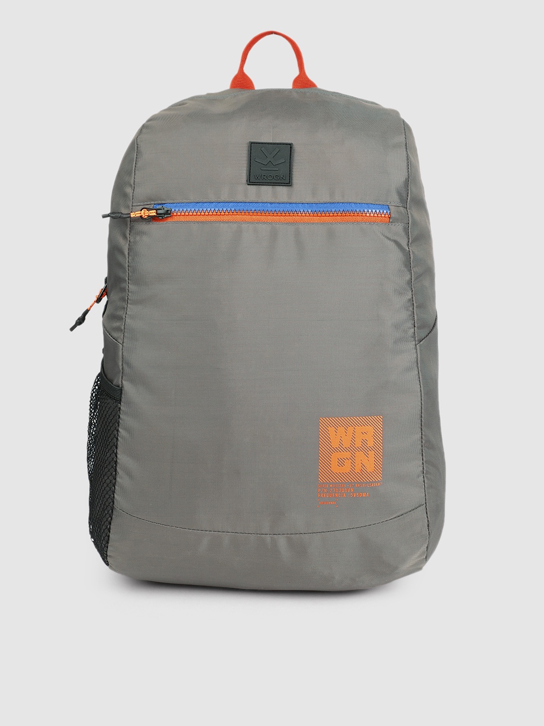 

WROGN Unisex Grey Brand Logo Backpack