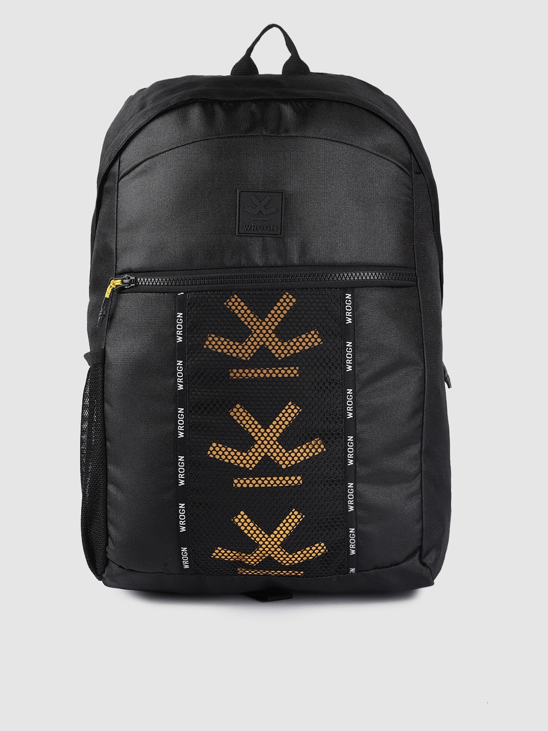 

WROGN Unisex Black & Yellow Brand Logo Backpack