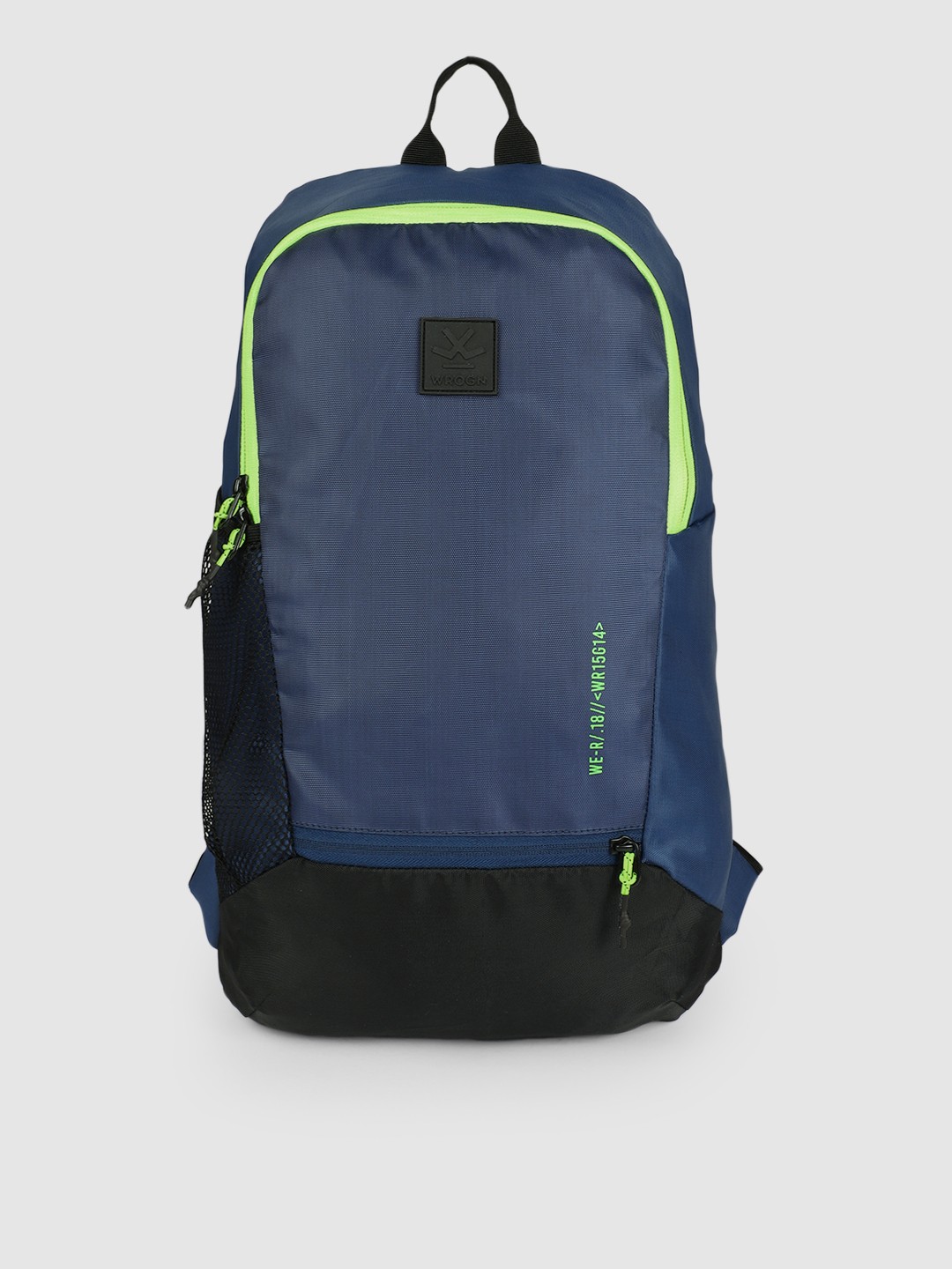 

WROGN Unisex Navy Blue & Black Colourblocked Police Backpack