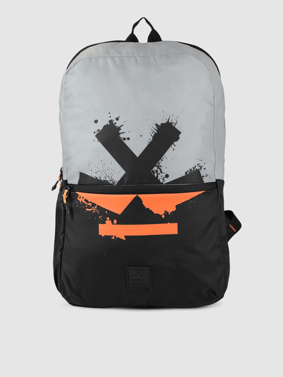 

WROGN Unisex Grey & Black Brand Logo Splash Laptop Backpack