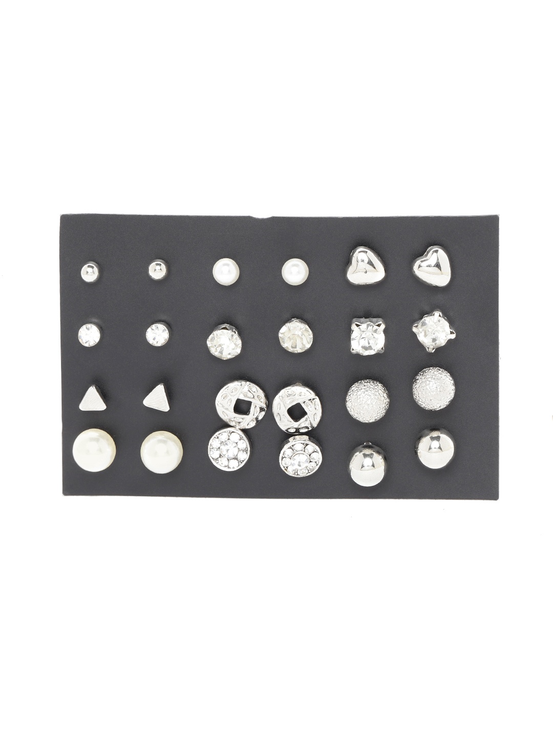 

Jewels Galaxy Women Set of 12 Silver-Plated Studs