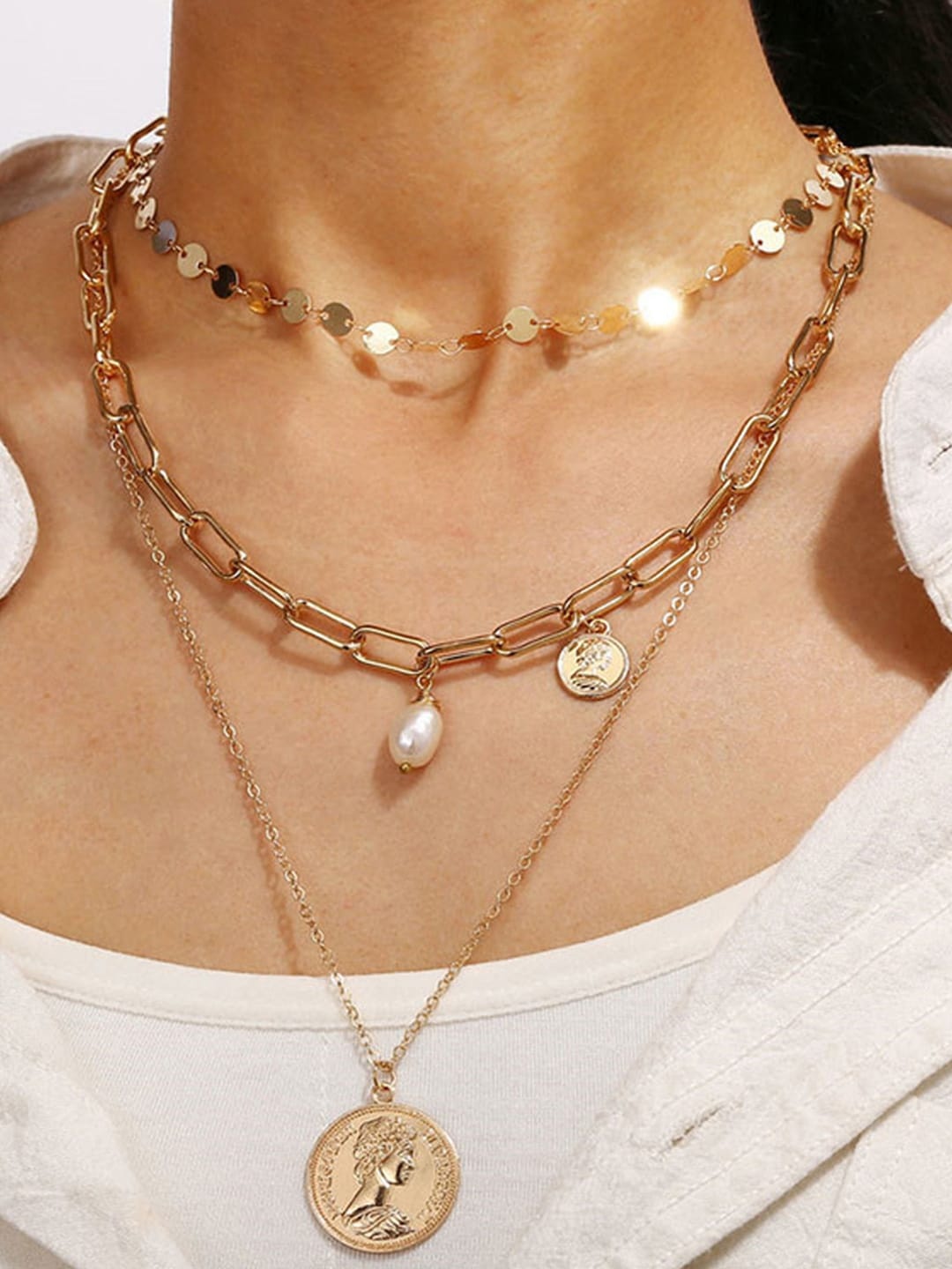 

Jewels Galaxy Women Gold-Plated Beaded Layered Necklace