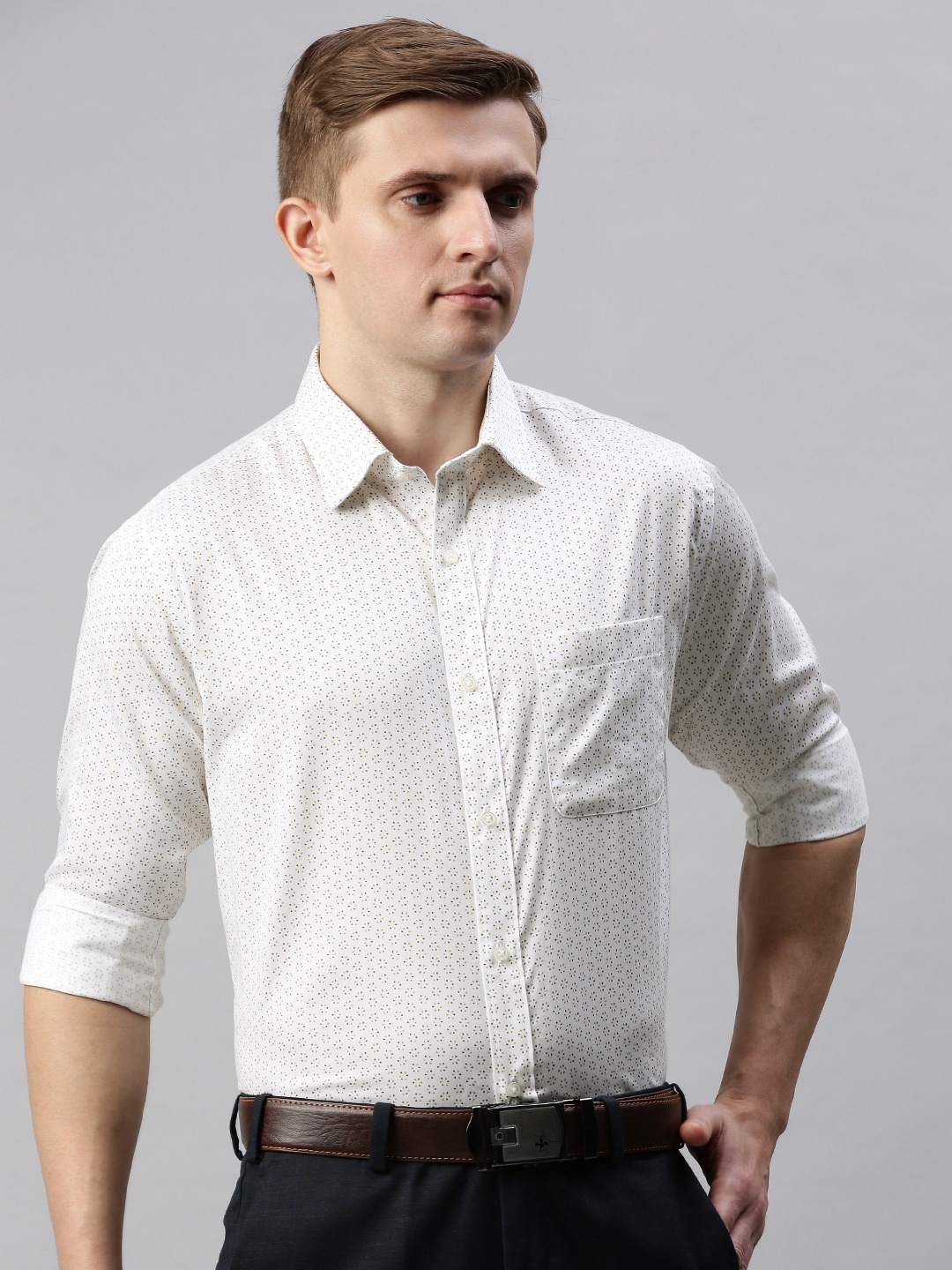 

Raymond Men White Slim Fit Printed Casual Shirt