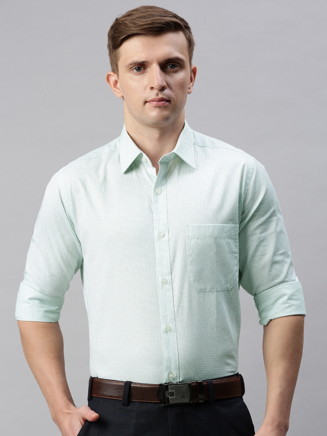 

Raymond Men Green Slim Fit Printed Casual Shirt
