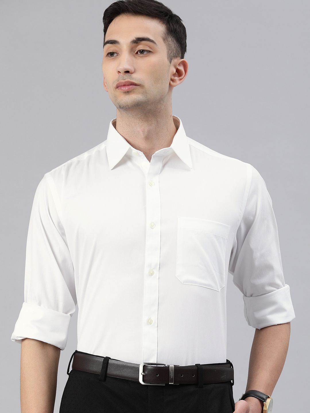

Raymond Men White Contemporary Fit Solid Formal Shirt