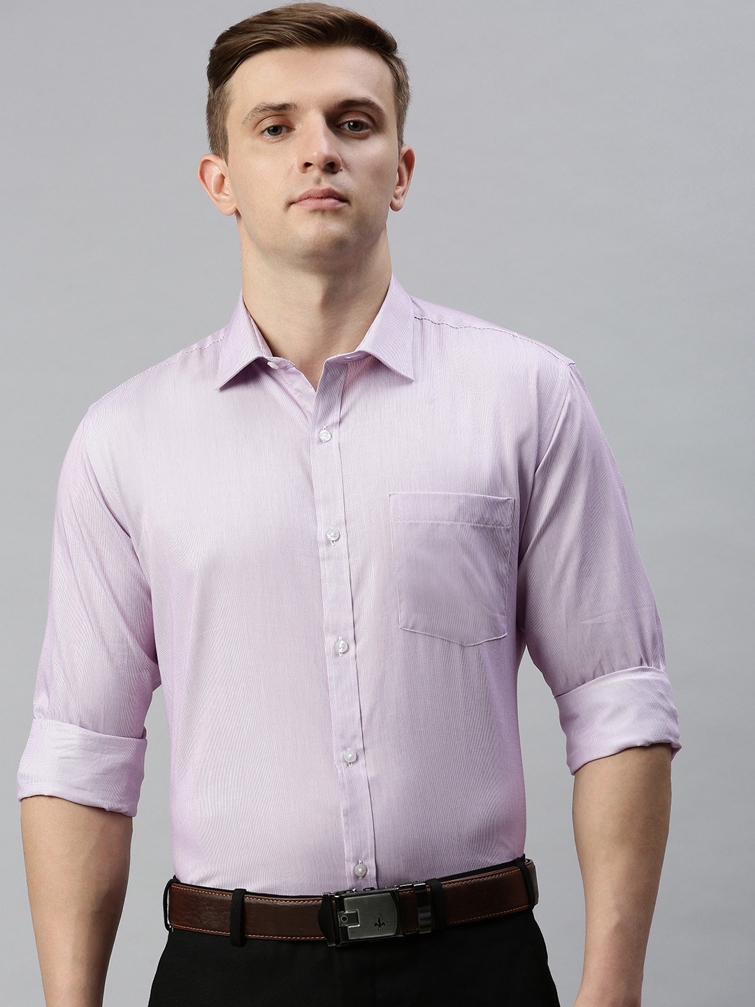 

Park Avenue Men Violet Striped Slim Fit Formal Shirt