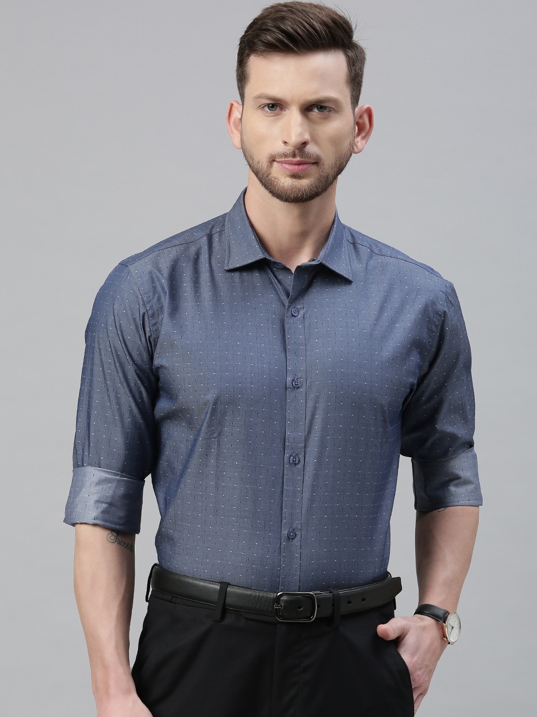 

Park Avenue Men Blue Slim Fit Printed Formal Shirt