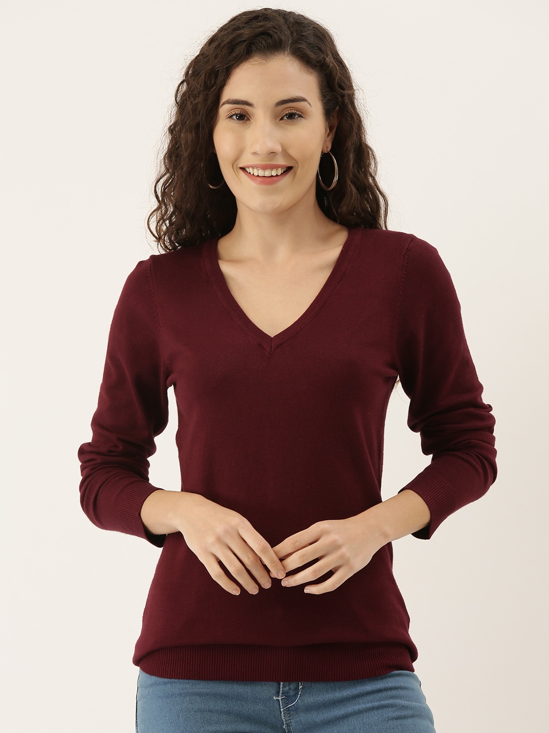 

AND Women Burgundy Solid Top