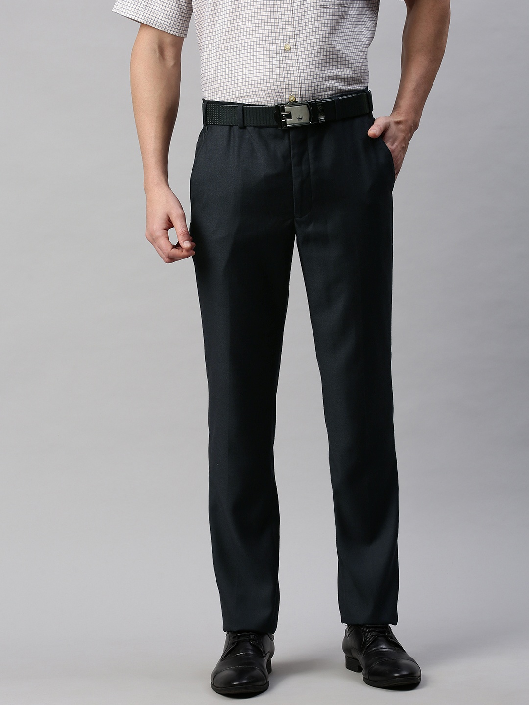 

Park Avenue Men Blue Solid Slim Fit Formal Trousers